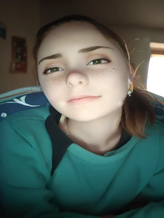 Alta calidad, excitda, mirando al espectador, alta , tetas desnudas, parte superior del cuerpo desnuda, shory negro ajustado, pelo naranja, pelo largo, ojos verdes, ahegao face esxcited, hermosa, cuerpo definido