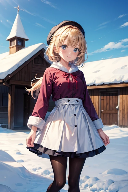 Cartoon character standing in front of barn with snow-covered roof, leaflet, leaflet anime style, anime yuruying, screenshot of animation, 2 0 1 9 anime screenshot, Today's featured anime stills, Still from TV animation, anime screenshot, yuruying, Popular isekai anime