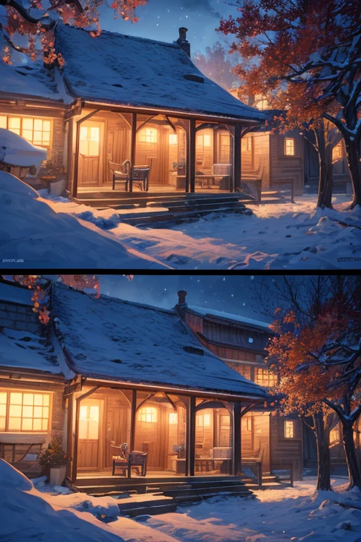 (best quality,4k,8k,highres,masterpiece:1.2),ultra-detailed,(realistic,photorealistic,photo-realistic:1.37)
Anime character standing in front of a snow-covered barn on a rooftop, with small snowflakes falling gently, surrounded by autumn leaves. The character is in anime style, with vibrant colors and intricate details that capture the essence of anime art. The scene is reminiscent of a screenshot from an animated movie or a popular anime series, showcasing the exquisite animation and storytelling. The character is from the anime "Tamayura," radiating a sense of charm and innocence. The barn is beautifully rendered, capturing the rustic textures and architectural elements. The lighting is soft, casting a warm glow on the scene, highlighting the character's silhouette against the snow and autumn foliage. The color palette is vibrant and saturated, with a mix of warm and cool tones, enhancing the overall visual impact. The snowflakes add a touch of magic and whimsy to the scene, creating an enchanting atmosphere.