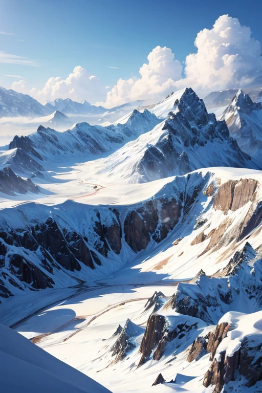 以樹木和雲彩為背景的snow mountain場景, winter概念艺术, snowy environment, snowfield, snow scene, snow scene, snow mountain背景, snow scene background, snow wasteland, snow scene, Snowy background, winter, Random background scene, snow mountain, snow mountain风景, winter场景幻想, landscape artwork, background artwork, Quick paint, anime scenery