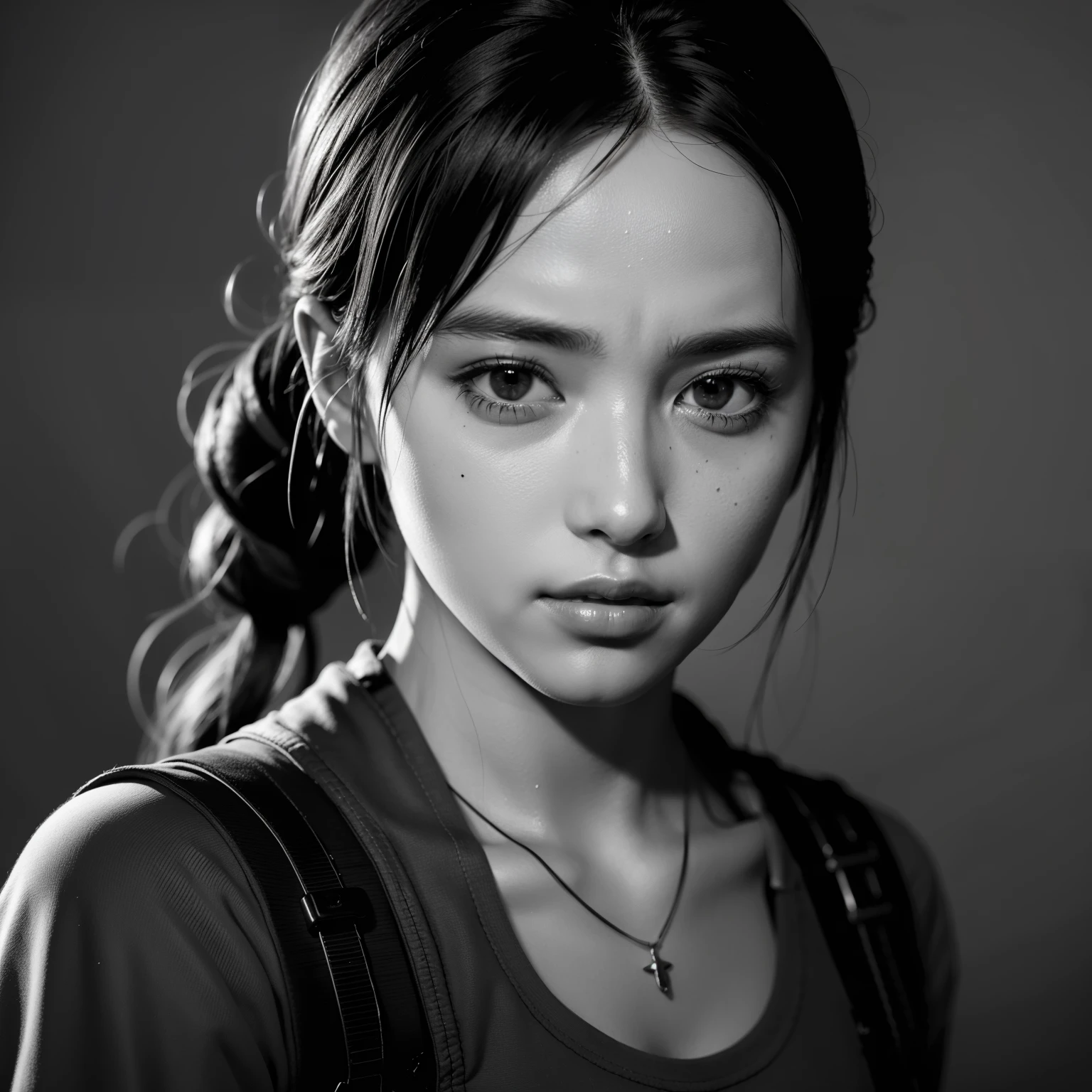 mulher, hd, alto detalhado, huoshen, TheLastOfUs, mgln, monochrome