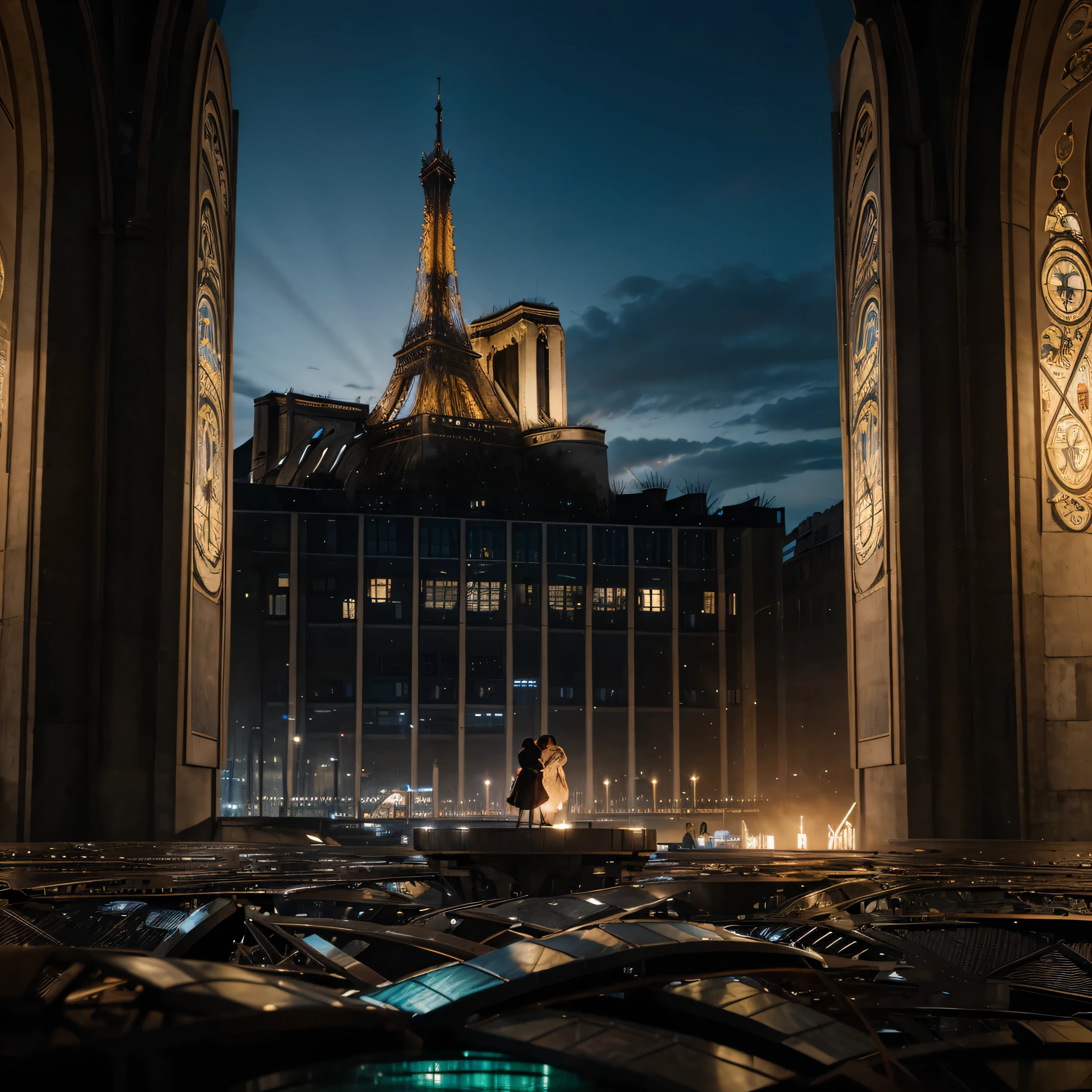 Adentre uma Paris futurista onde ecos do passado ressoam neste impressionante NFT. &#39;Quasimodo in the City of Lights&#39; une eras, mixing the iconic Hunchback of Notre Dame amidst two Eiffel Towers. A glimpse of a future where history intertwines with innovation, evoking a surreal harmony between Parisian heritage and the world of tomorrow