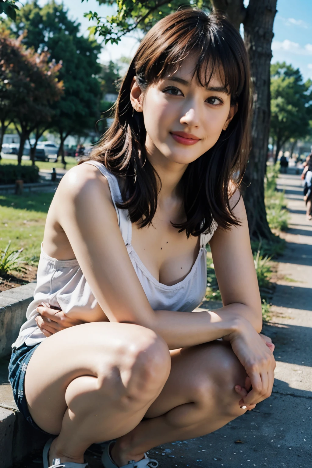 1girl,sexy pose,highest quality,masterpiece,illustration,super sensitive beautiful girl,CG,unity,8k wallpaper,25 year old female,Amazing,(beautiful tits),(beautiful dimples,detailed),masterpiece,official art,super detailed CG unity 8k wallpaper,incredibly absurd,huge file size,super detailed,high res,super detailed,beautiful girl,real,soft light,full frontal,daylight,outdoor,full body shot