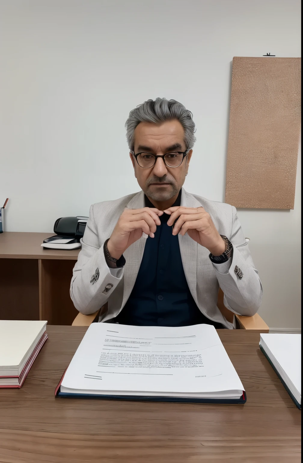 (best quality,4k,highres,masterpiece:1.2),ultra-detailed,realistic,office,grey-haired man age 58,sitting at desk,working on computer,impressive computer setup,clean and organized desk space,stylish office chair,modern office decor,gentle light from desk lamp,focused expression,concentration,wearing glasses,professional attire,documents and papers neatly arranged on desk,contemporary office interior,white walls,large window with city view,peaceful and serene atmosphere,calming background music,modern technology,high-speed internet connection,amazing attention to detail,pleasant color palette,professional work environment,productive ambiance.