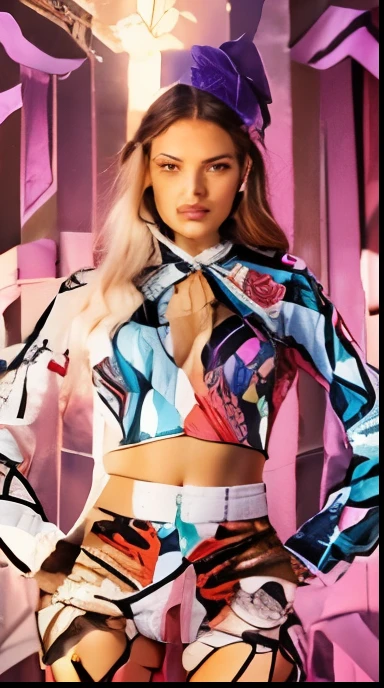 Create a girl combining clothing apparel from image 2 & carnaval clothing apparel from image 2.