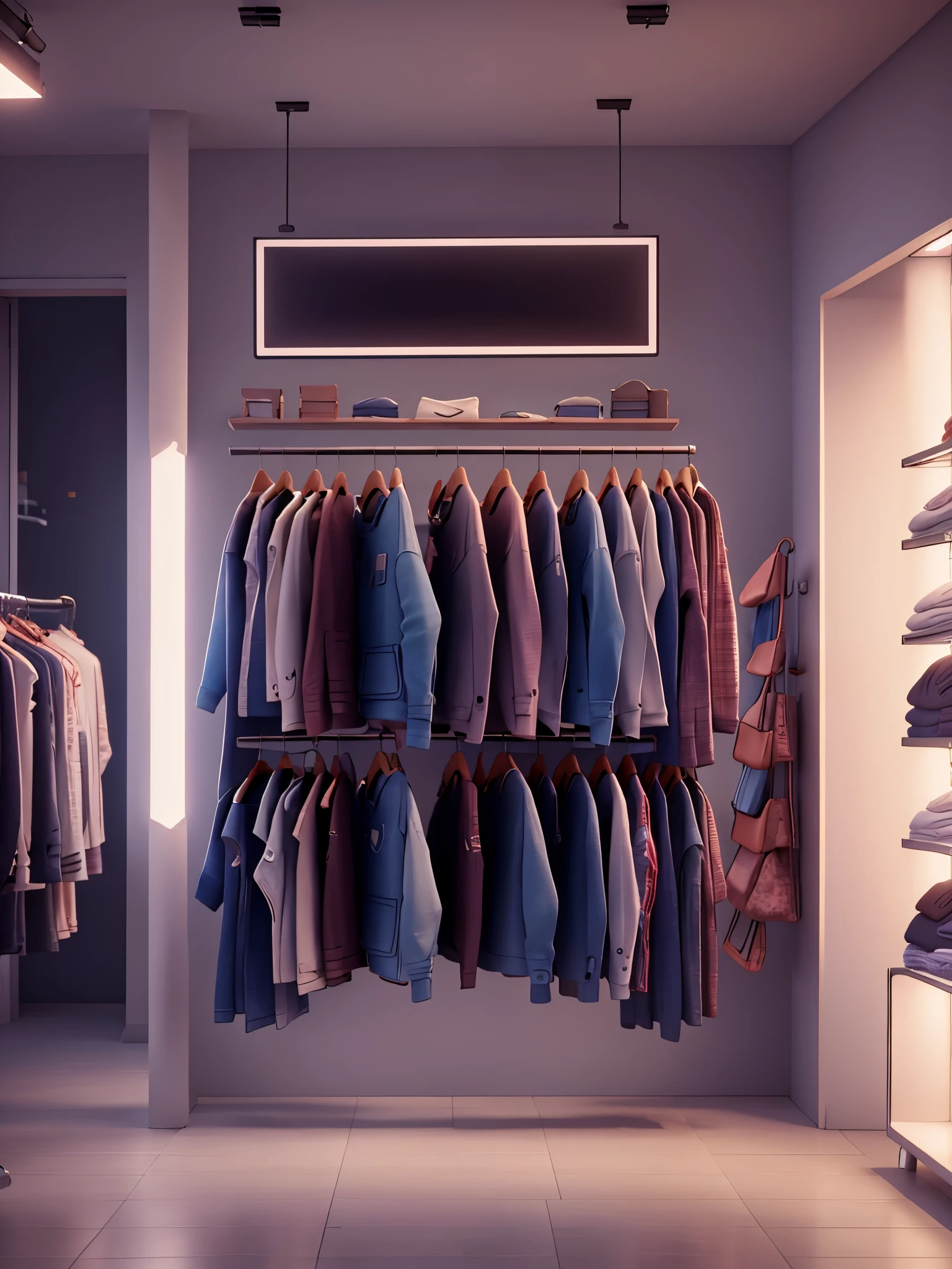 High quality 3D for a clothing store, 3D rendering, high quality, cinematic lights, 8K