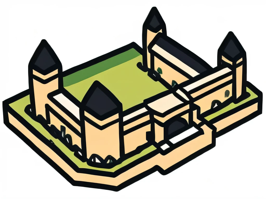 White background,castle plan