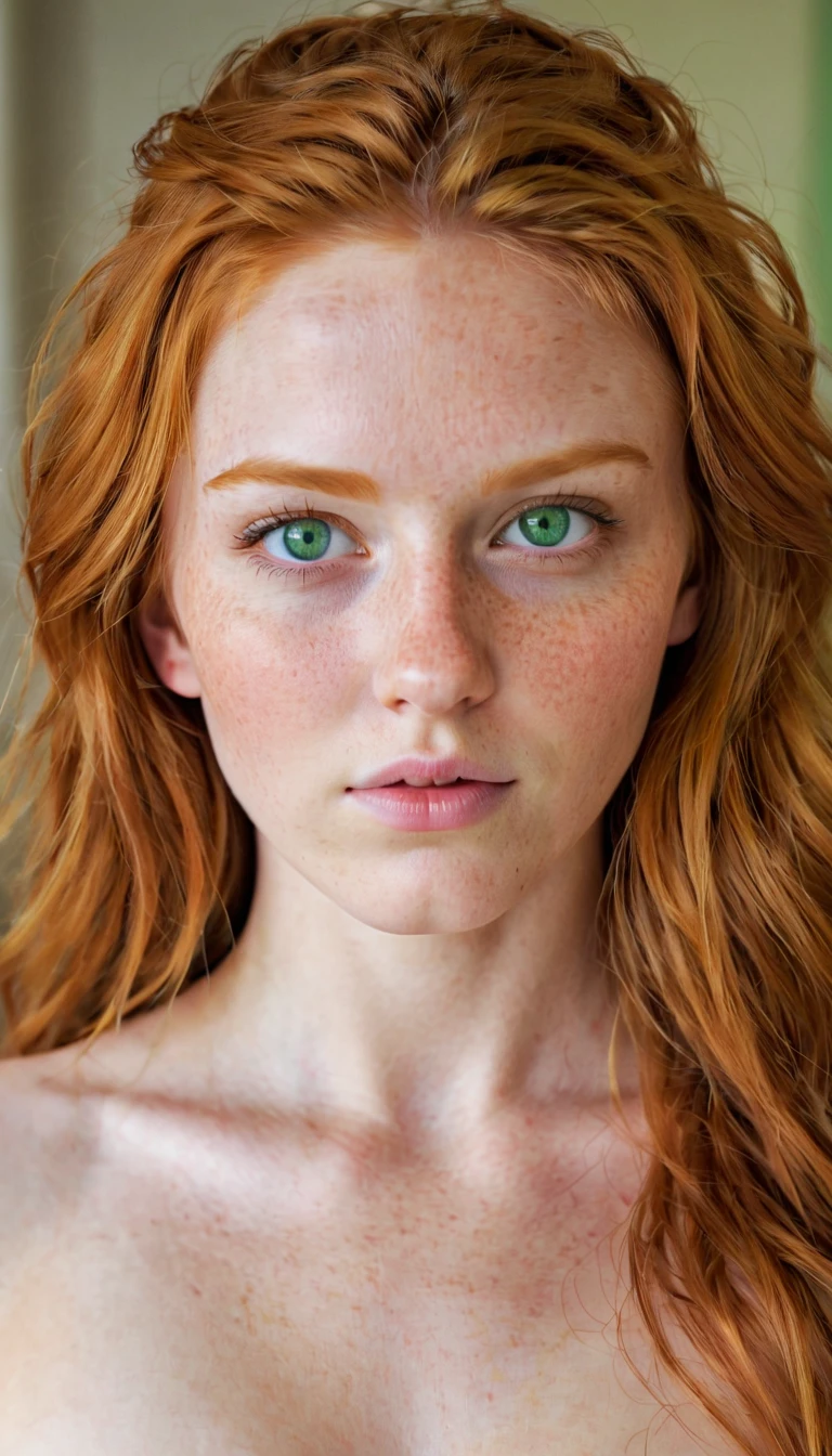 sie ist extrem paarungsbereit, ginger girl, naked girl, bright green eyes, 1,65 meters tall