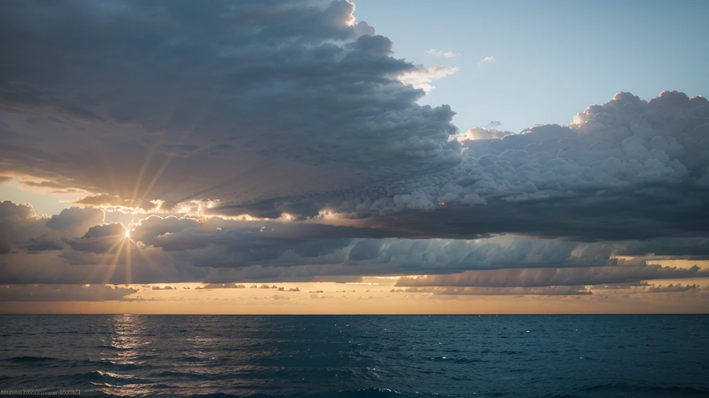 Paisaje hermoso de un amanecer en el mar