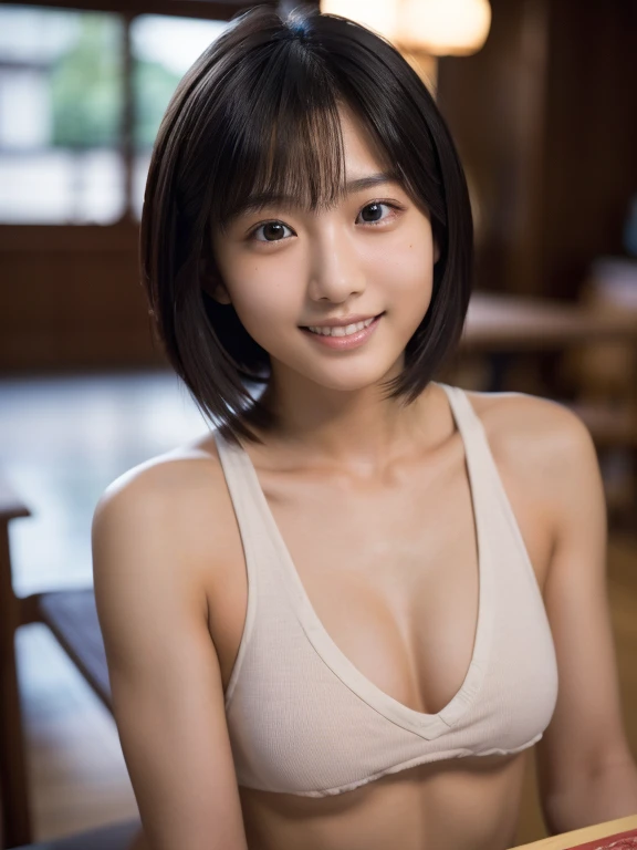 ((Completely naked body))、(美しい20-year-oldのメラネシア人女性のエディトリアル), (highly detailed face:1.5), (sultry seductive smile:1.2), (muscle tissue:1.6), (pool), (8K, nffsw, Digital single-lens reflex camera, high quality, cinematic lighting, Bokeh), (dramatic, award-winningのある, incredible table top:1.3), super sexy, Female Fitness Model Body, table top,high quality, award-winning, 最high quality, High resolution, 8K,20-year-old, Female college student, ( short hair:1.5), delicate body,(Medium chest:1.4)、(brown skin:1.5)、sunburn