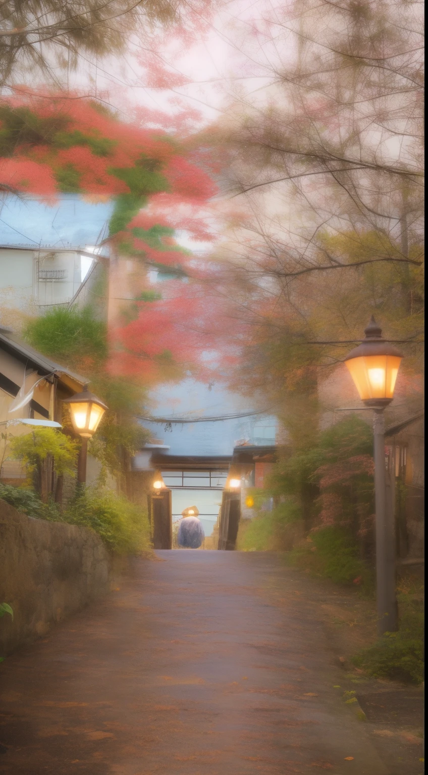 street in tokyo, rural, poor raining, O estilo de Yoshitaka Amano e Hayao Miyazaki,obra-prima,proporcional,o detalhe,trends in Art station,linda iluminada,realisticamente,