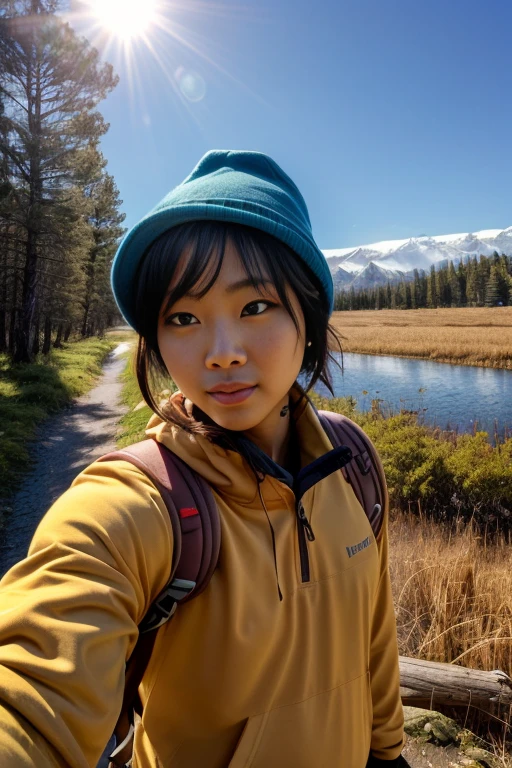 VeronicaCipher ((upper body selfie, happy)), masterpiece, best quality, ultra-detailed, solo, outdoors, (night), mountains, nature, (stars, moon) cheerful, happy, backpack, sleeping bag, camping stove, water bottle, mountain boots, gloves, sweater, hat, flashlight, forest, rocks, river, wood, smoke, shadows, contrast, clear sky, analog style (look at viewer:1.2) (skin texture) (film grain:1.3), (warm hue, warm tone) :1.2), close up, cinematic light, sidelighting, ultra high res, best shadow, RAW, upper body,  , wearing pullover
kodak vision 3,