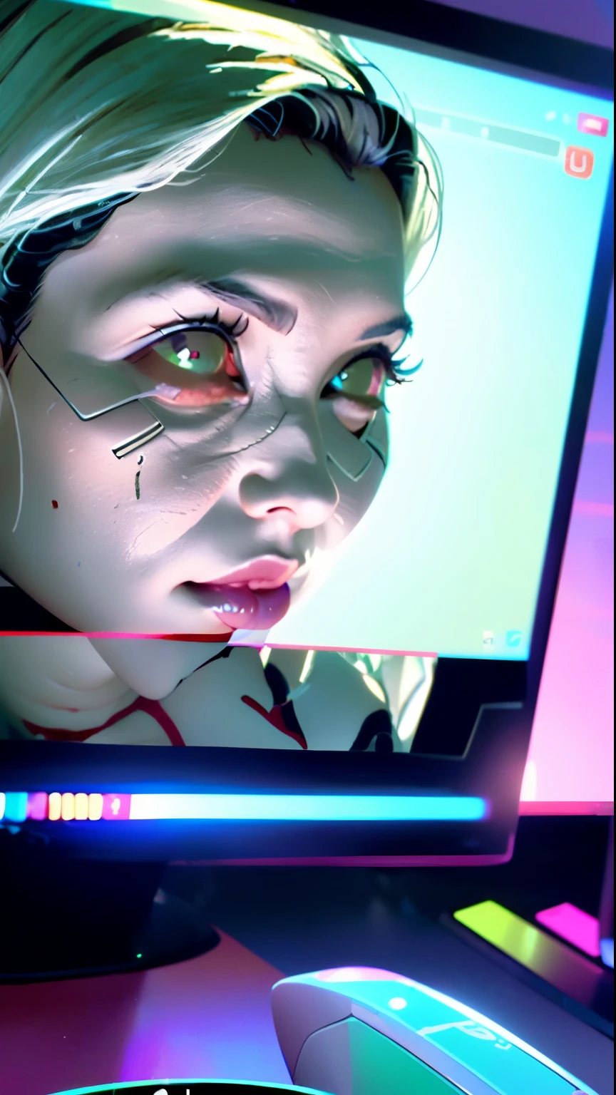 ((Best quality)), ((masterpiece)), (highly detailed:1.3), 3D, beautiful (cyberpunk:1.3) female hacker with thick voluminous hair operating a computer terminal, computer servers, LCD screens, fibre optic cables, corporate logos,HDR (High Dynamic Range),Ray Tracing,NVIDIA RTX,Super-Resolution,Unreal 5,Subsurface scattering,PBR Texturing,Post-processing,Anisotropic Filtering,Depth-of-field,Maximum clarity and sharpness,Multi-layered textures,Albedo and Specular maps,Surface shading,Accurate simulation of light-material interaction,Perfect proportions,Octane Render,Two-tone lighting,Low ISO,White balance,Rule of thirds,Wide aperature,8K RAW,Efficient Sub-Pixel,sub-pixel convolution,luminescent particles,