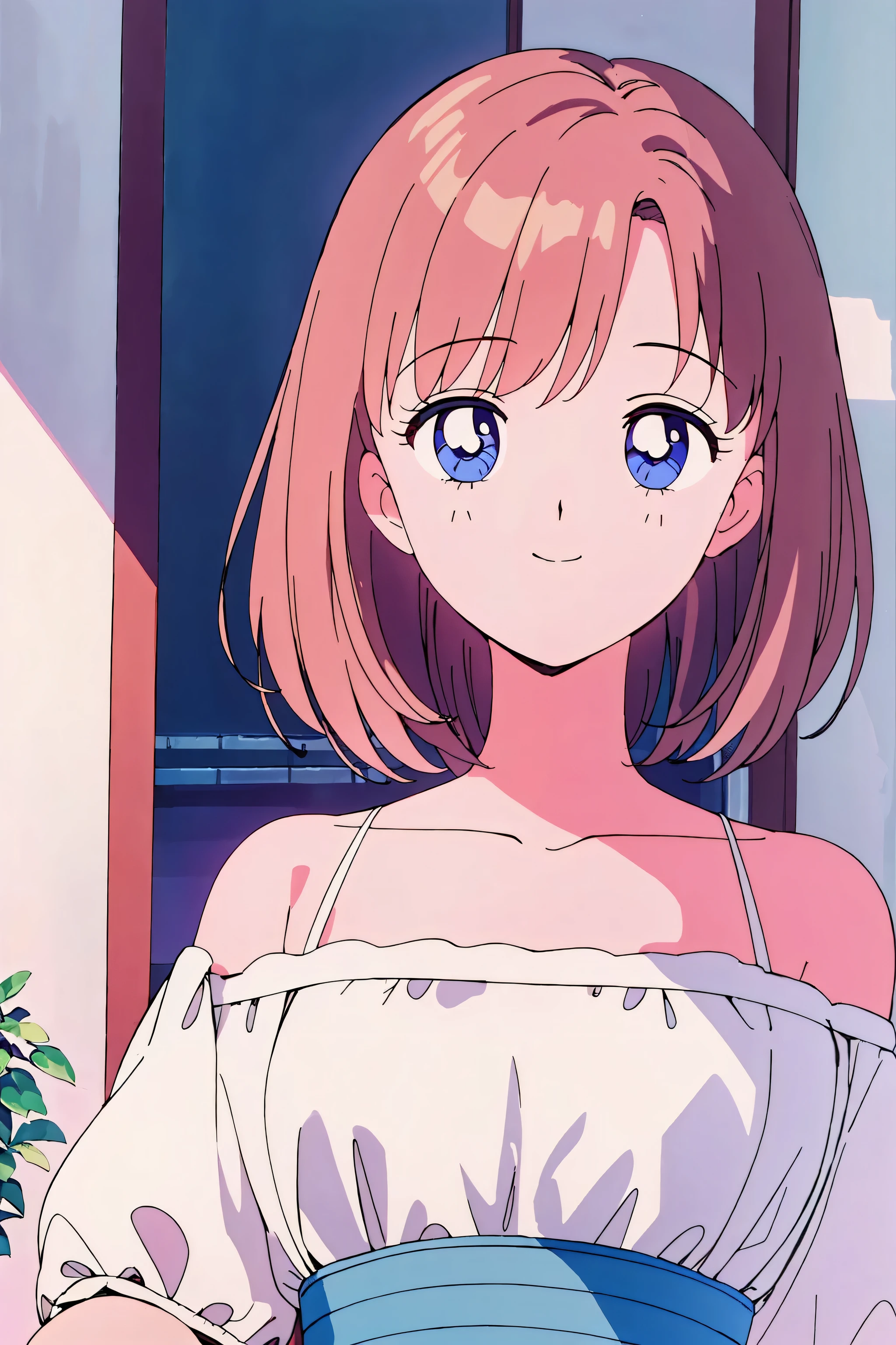 highest quality, masterpiece, 1 girl, shine background, looking at the viewer, portrait, light smile, shine, pastel colour,