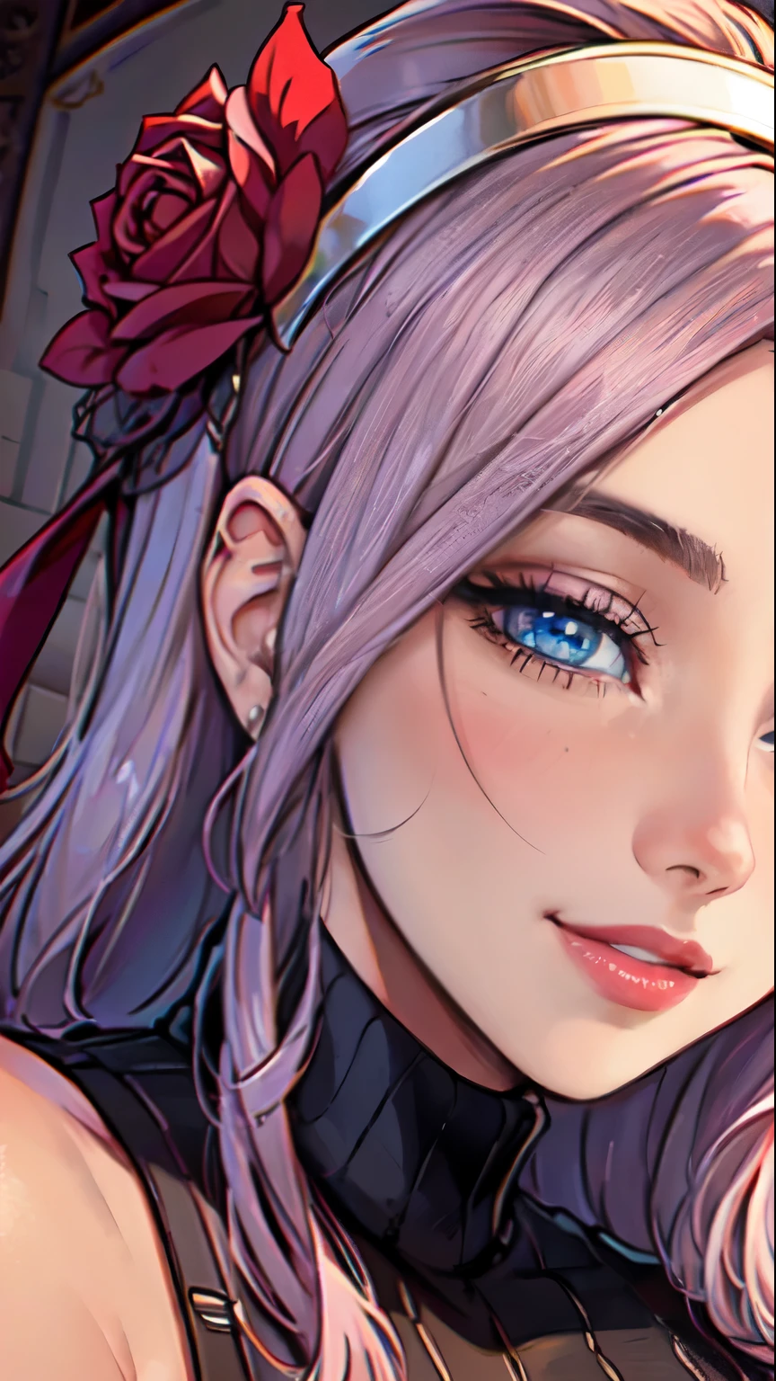 Masterpiece, raw, beautiful art, professional artist, 8k, art style by sciamano240, very detailed face, very detailed hair, (1girl), caressing each other, perfectly drawn body, beautiful face, long hair , very detailed blue eyes , rosey cheeks, intricate details in eyes, sultry smile, looking directly at viewer , lusty expression, lipstick, very close up on face, wearing tight sweater, home setting,