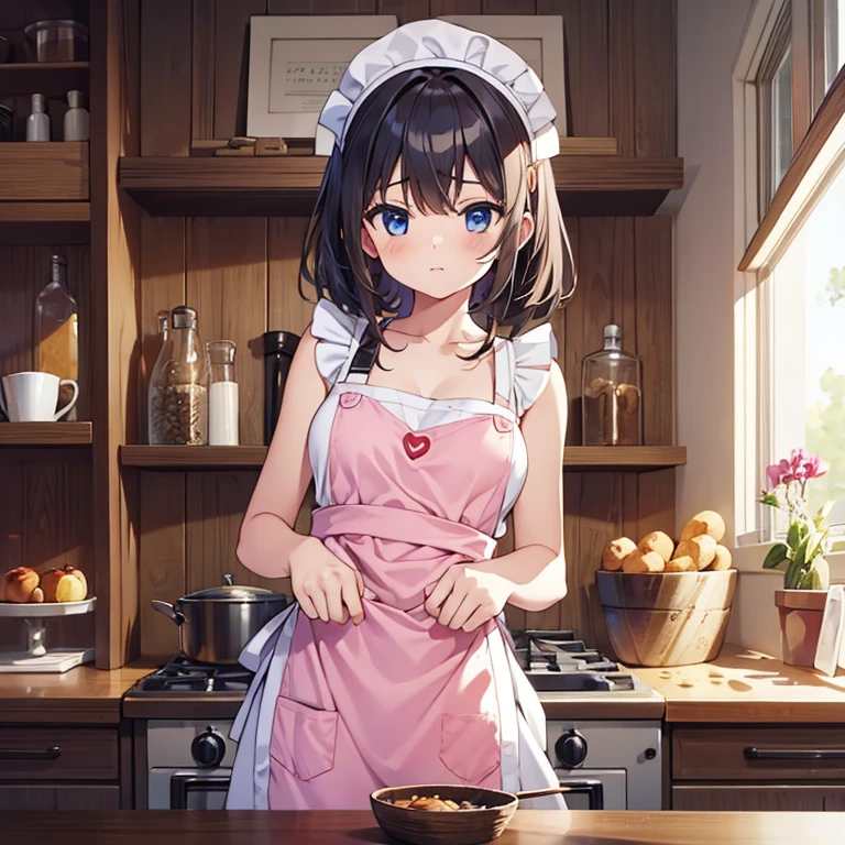 1girl, naked apron,
