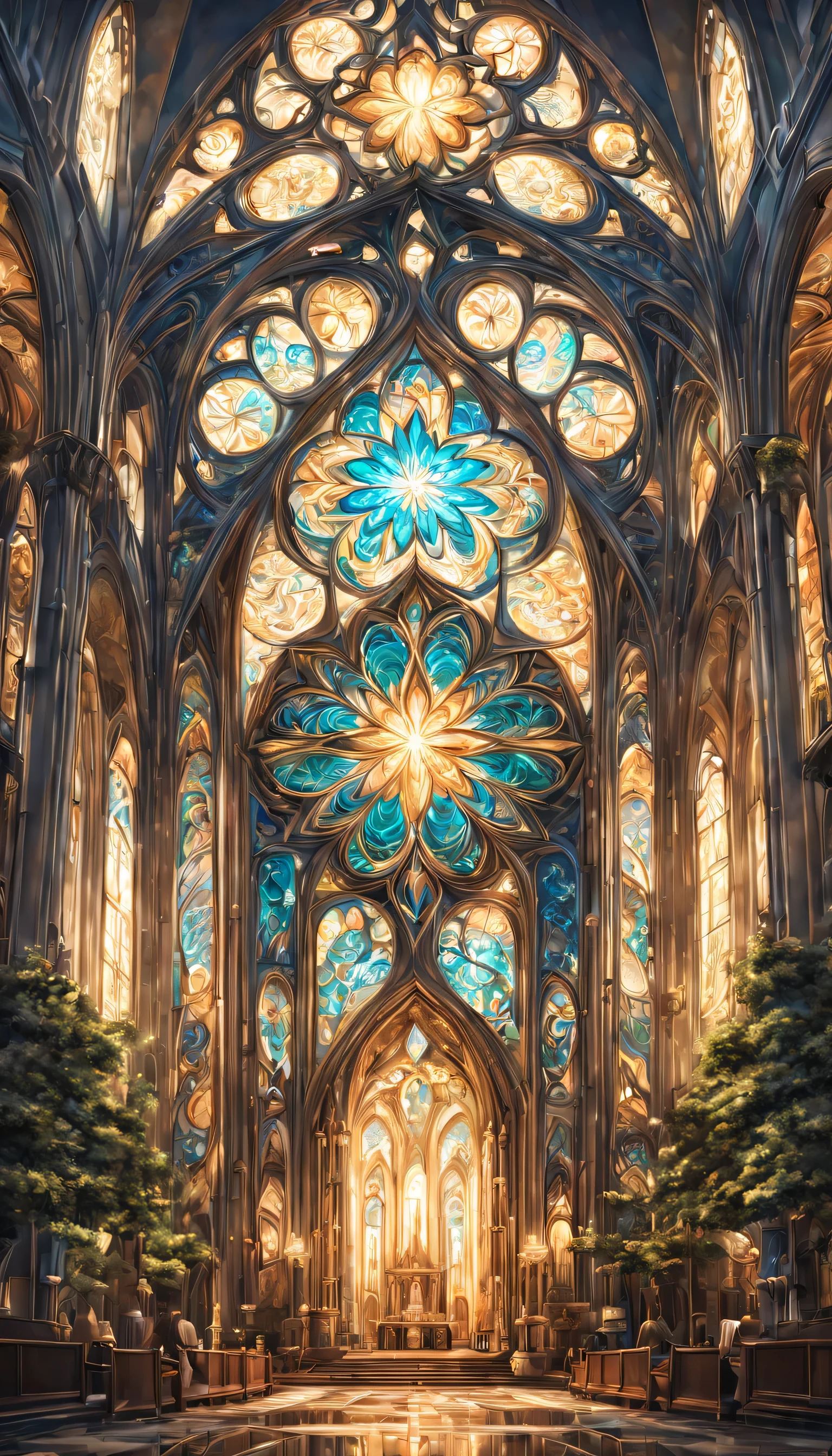 art deco:Cathedral,Geometric pattern,Artistic, intricate details. very detailed, Complex motifs, organic tracery, perfect composition, digital painting, art station, concept art, Smooth, T Masterpiece, highest quality, award-winning, High resolution, ,Beautiful and amazing,draw carefully,finely,colorful,octane rendering,white,,money,Silver,Brown,sacred,church,beautiful光と影,dazzling,beautiful,dynamic composition,Professionally crafted,calligrapher