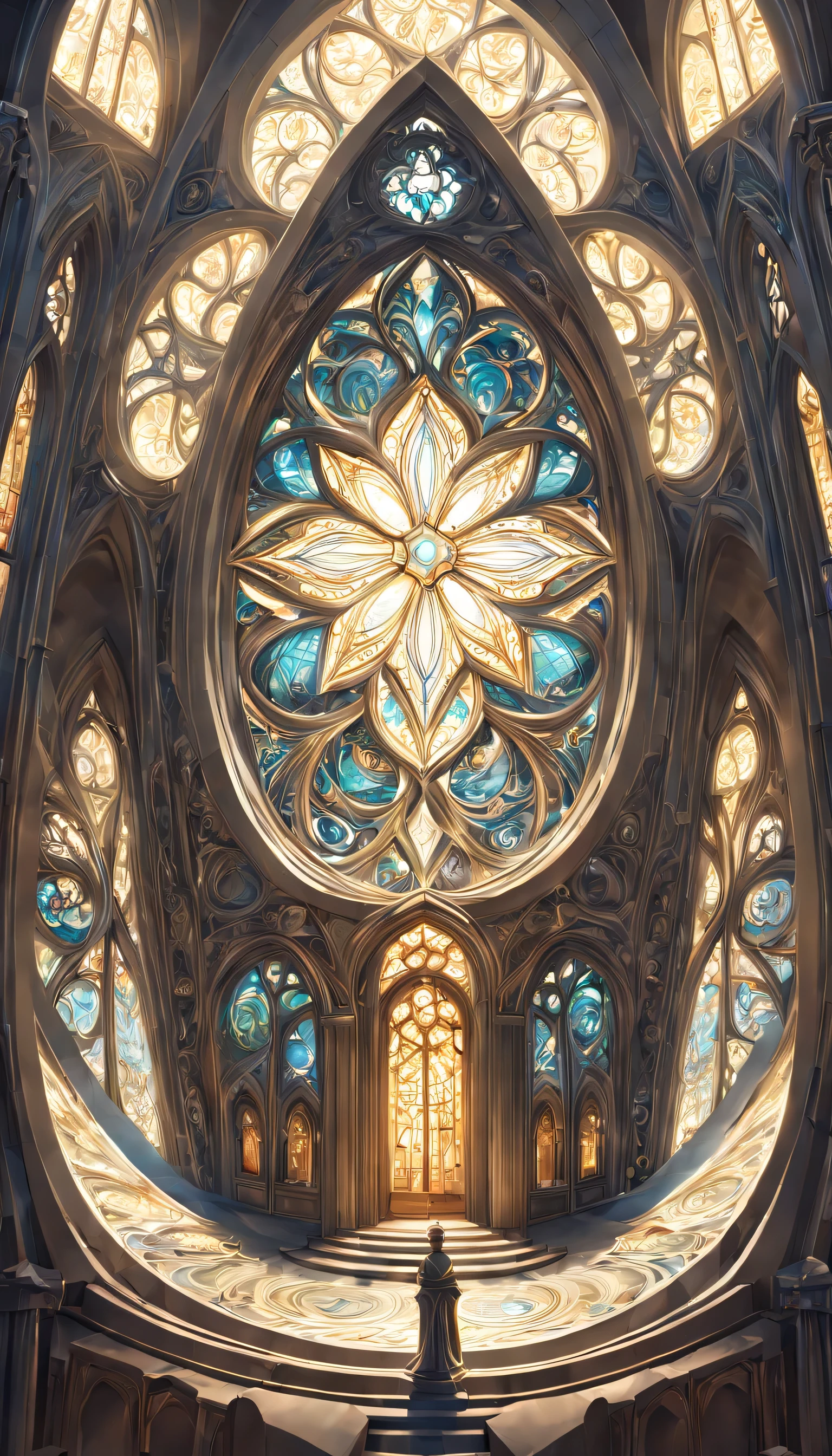 art deco:Cathedral,Geometric pattern,Artistic, intricate details. very detailed, Complex motifs, organic tracery, perfect composition, digital painting, art station, concept art, Smooth, T Masterpiece, highest quality, award-winning, High resolution, ,Beautiful and amazing,draw carefully,finely,colorful,octane rendering,white,,money,Silver,Brown,sacred,church,beautiful光と影,dazzling,beautiful,dynamic composition,Professionally crafted,calligrapher