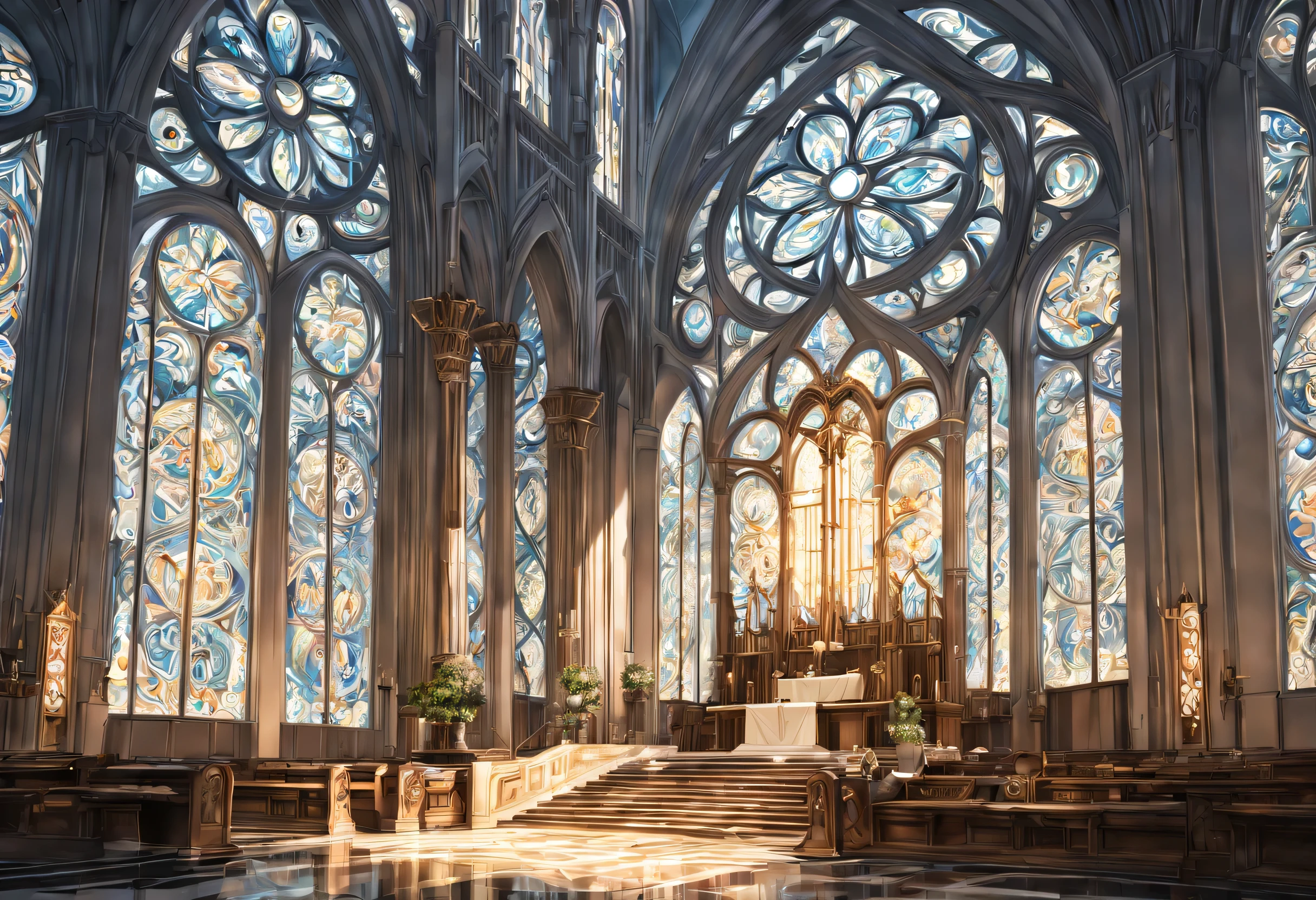 art deco:Cathedral,Geometric pattern,Artistic, intricate details. very detailed, Complex motifs, organic tracery, perfect composition, digital painting, art station, concept art, Smooth, T Masterpiece, highest quality, award-winning, High resolution, ,Beautiful and amazing,draw carefully,finely,colorful,octane rendering,white,,money,Silver,Brown,sacred,church,beautiful光と影,dazzling,beautiful,dynamic composition,Professionally crafted,calligrapher