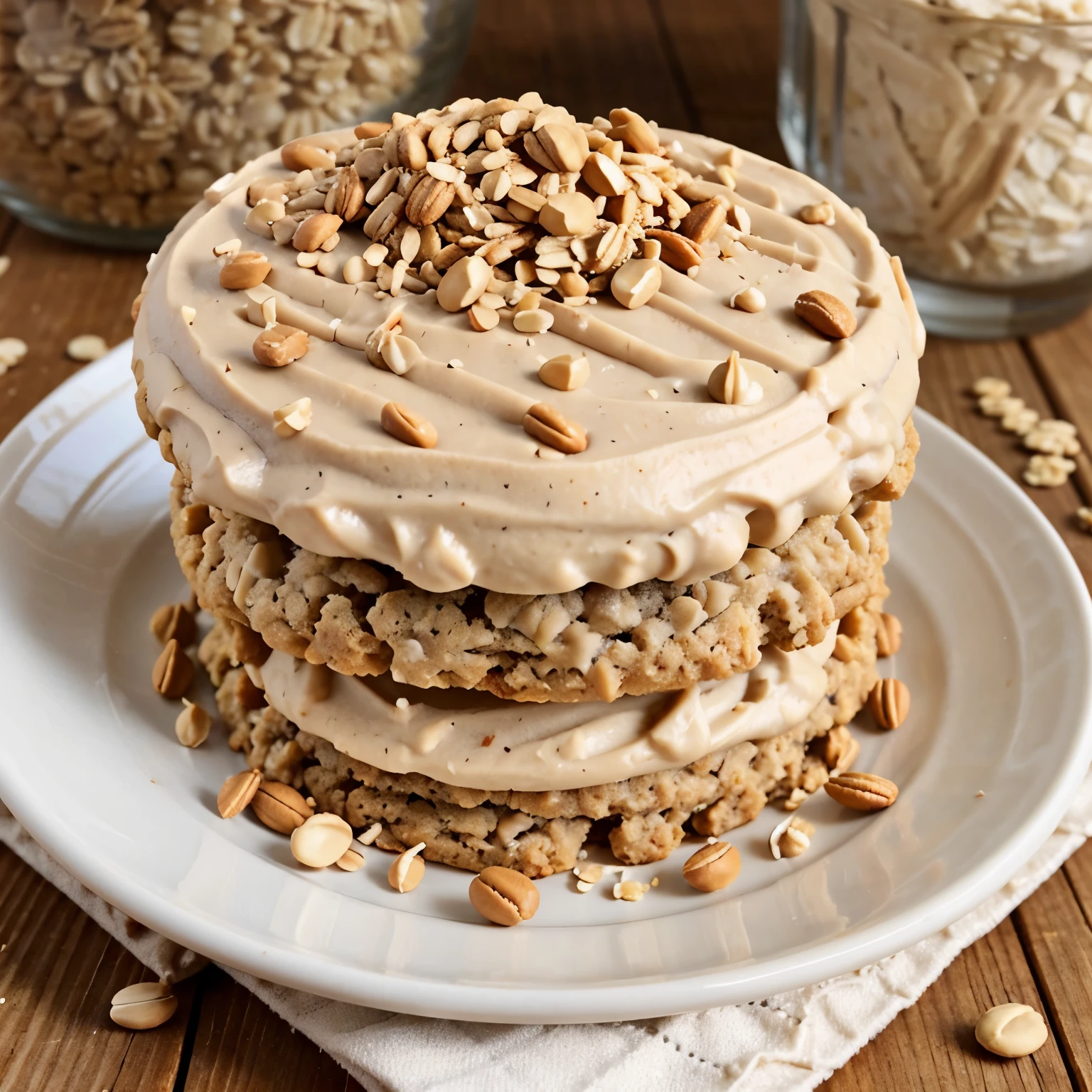 Oats, chopped peanuts and peanut butter frosting make this a nice change of pace from a traditional peanut butter cookie. after folks sample these, compliments and recipe requests always follow.