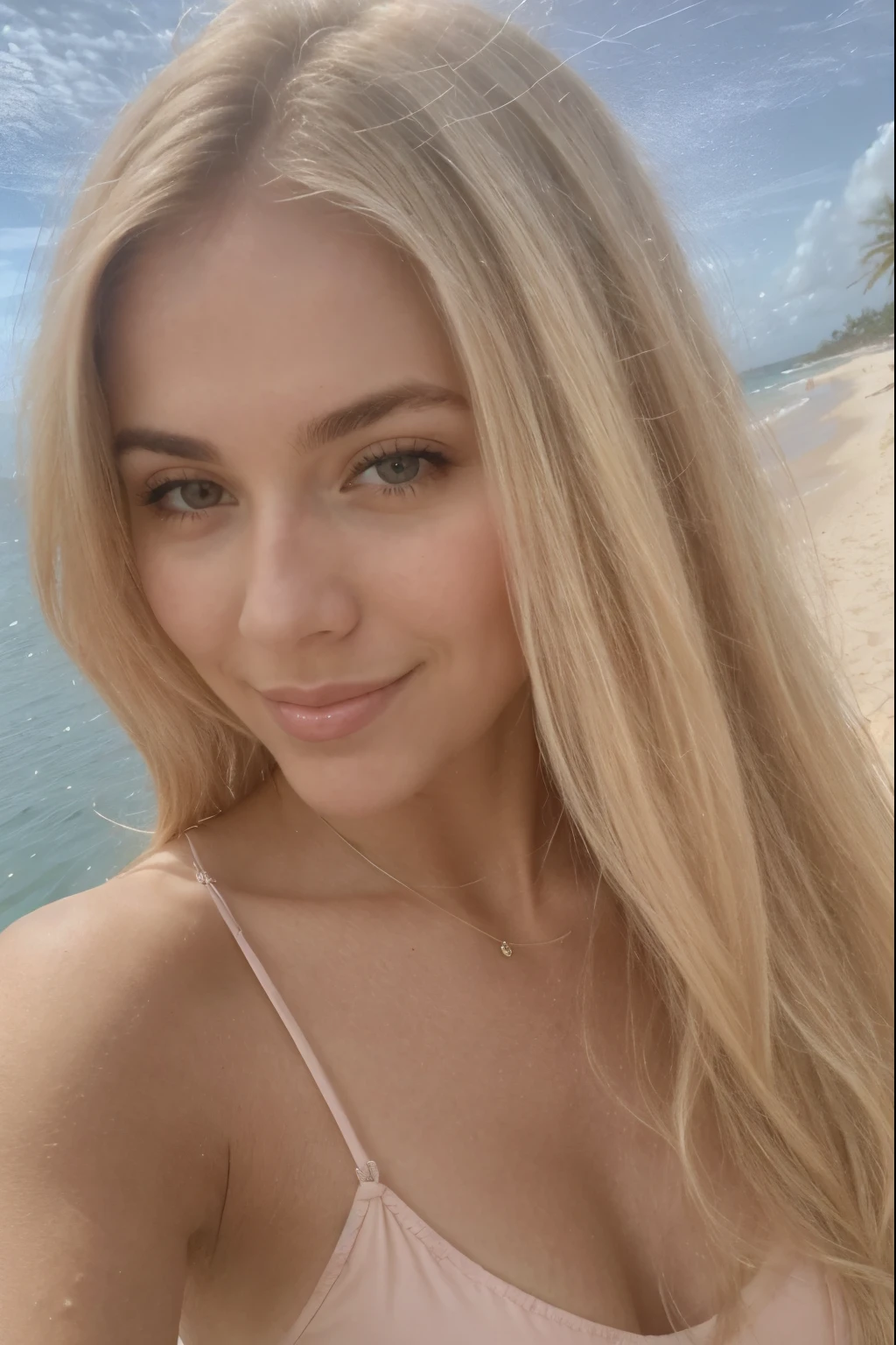 Blond girl at the shore