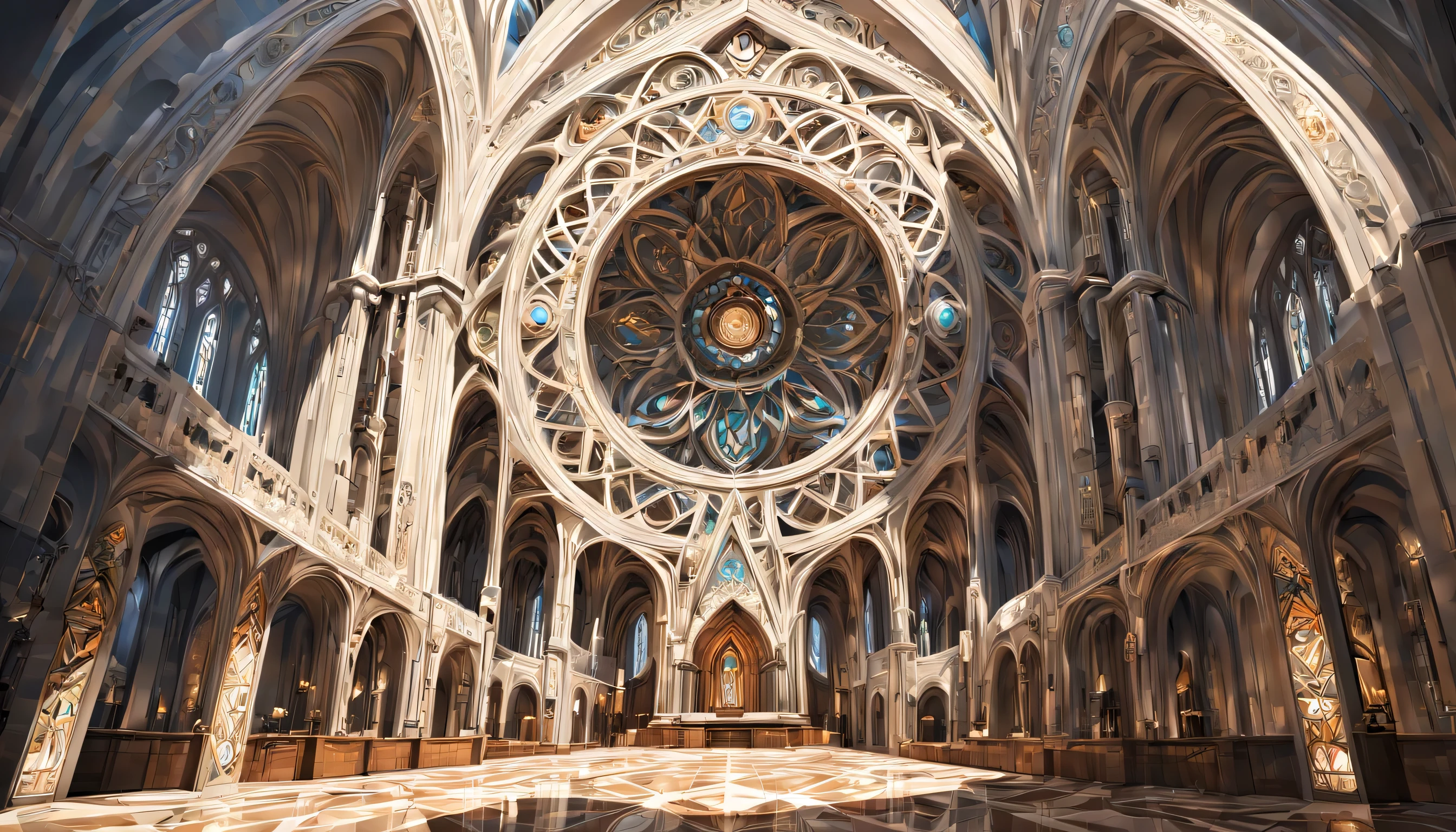 art deco:Cathedral,Geometric pattern:Linear,Artistic, intricate details. very detailed, Complex motifs, organic tracery, perfect composition, digital painting, art station, concept art, Smooth, T Masterpiece, highest quality, award-winning, High resolution, ,Beautiful and amazing,draw carefully,finely,colorful,octane rendering,white,,money,Silver,Brown