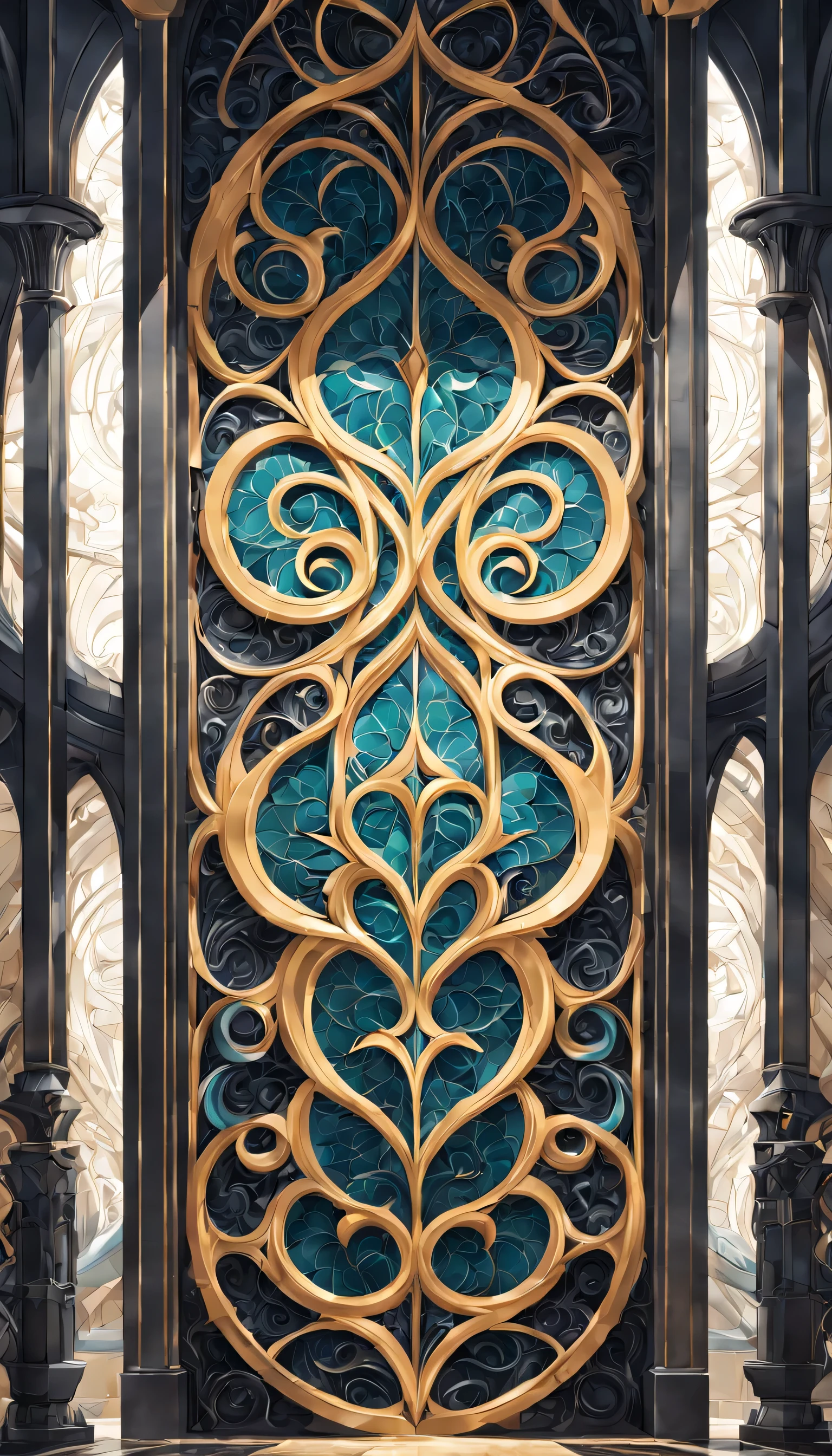 art deco:wall,Geometric pattern,straight lines and curves, intricate details. very detailed, Complex motifs, organic tracery, perfect composition, digital painting, art station, concept art, Smooth,, shape, T Masterpiece, highest quality, award-winning, High resolution, ,Beautiful and amazing,draw carefully,finely,use different colors,octane rendering,Unify line colors