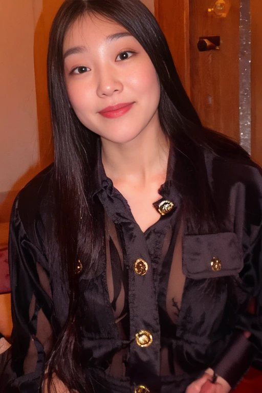 arafed woman 長いwith black hair wearing a black shirt and a black tie, wearing black silk robe, 長いwith black hair, Wearing dark silk, Jen Gee, with black hair, female 長いwith black hair, Inspired by Fuyuko Matsui, asian woman, Photographed in the late 2000s, inspired by Fuyuko Matsui