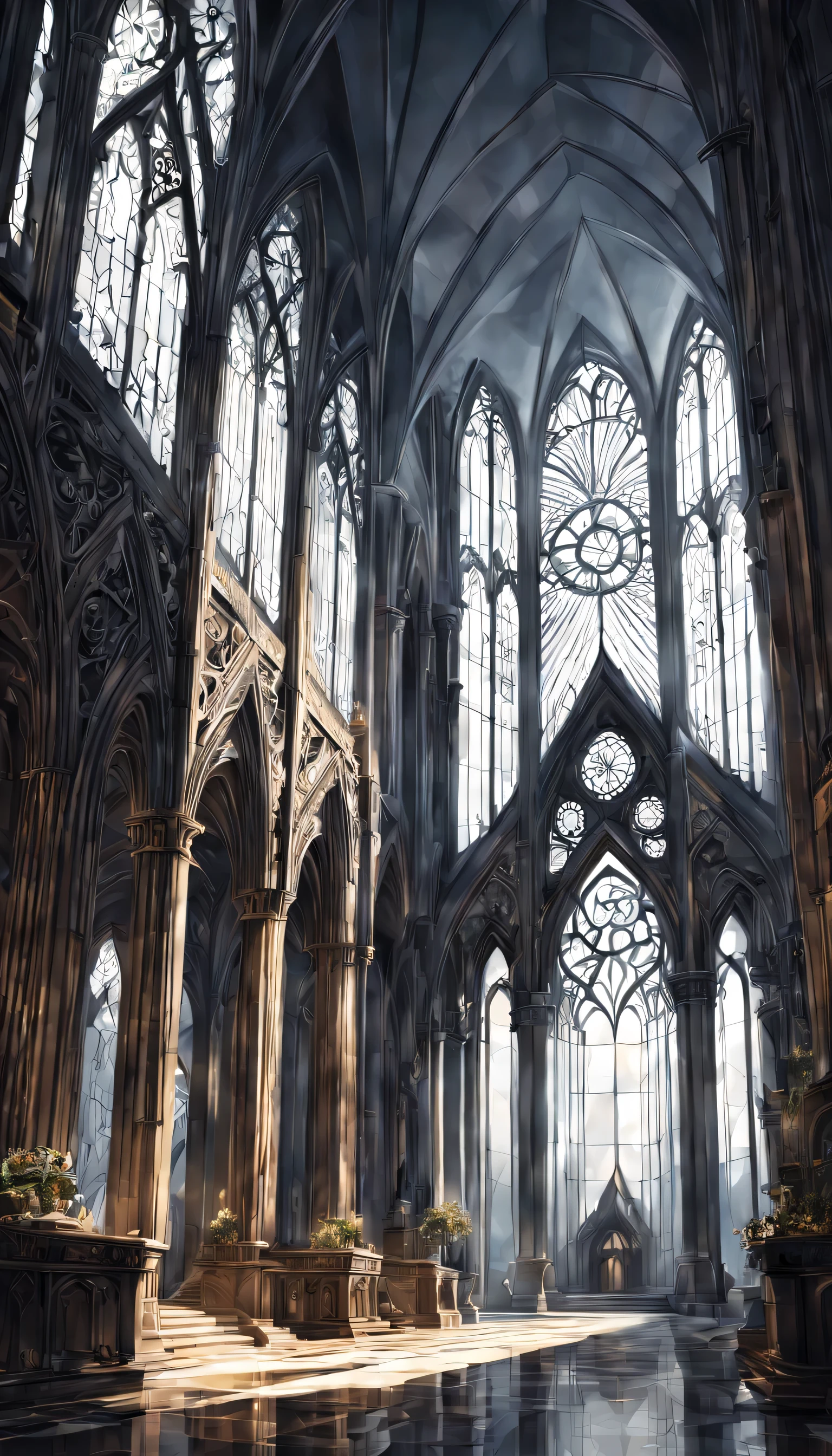 art deco:Cathedral,Geometric pattern,straight lines and curves, intricate details. very detailed, Complex motifs, organic tracery, perfect composition, digital painting, art station, concept art, Smooth,, shape, T Masterpiece, highest quality, award-winning, High resolution, ,Beautiful and amazing,art,light and darkness,Light and shadow