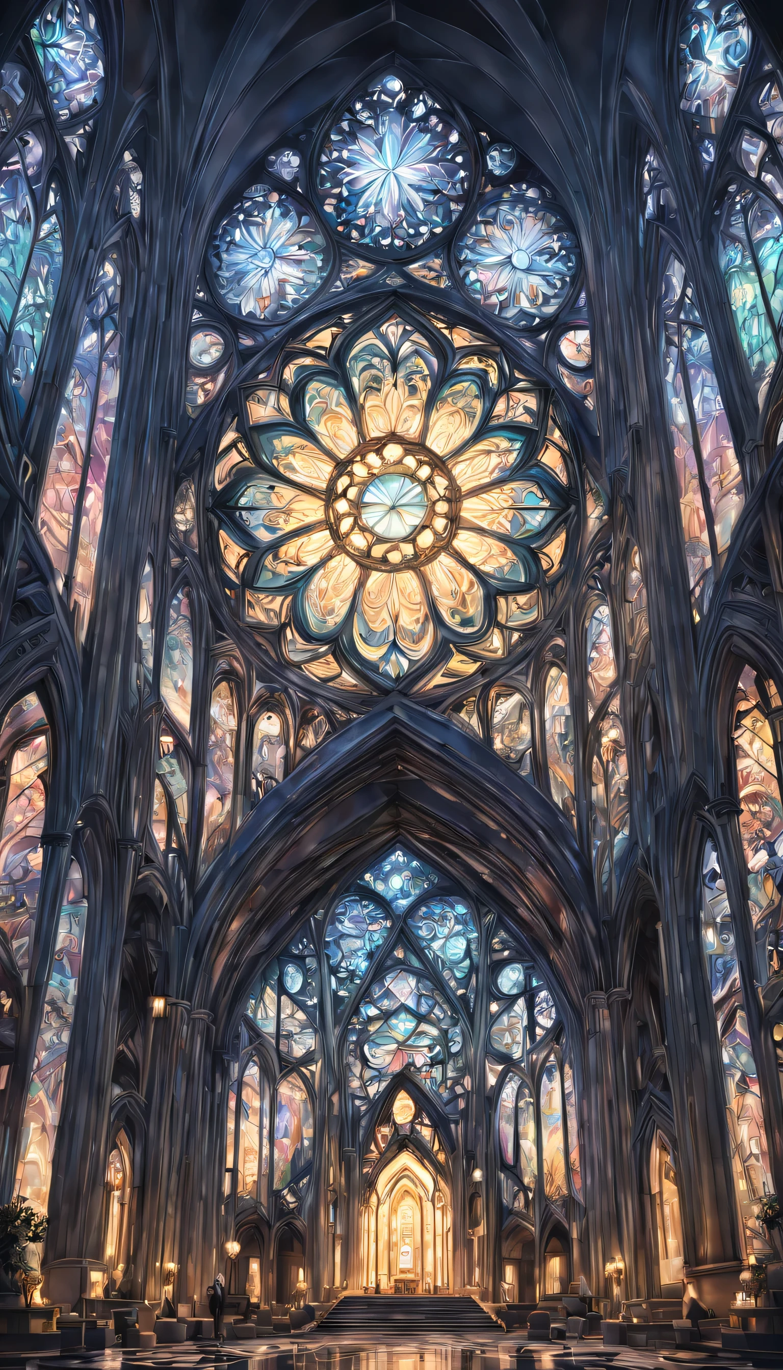 art deco:Cathedral,Geometric pattern,straight lines and curves, intricate details. very detailed, Complex motifs, organic tracery, perfect composition, digital painting, art station, concept art, Smooth,, shape, T Masterpiece, highest quality, award-winning, High resolution, Landscape painting,Beautiful and amazing,Crystal Light