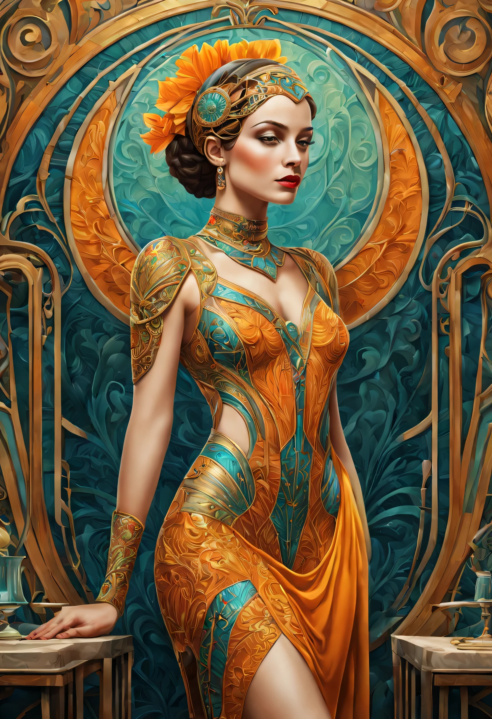 art deco:Clock tower,bright colors, intricate details. very detailed, Complex motifs, organic tracery, perfect composition, digital painting, art station, concept art, Smooth,, shape, T Masterpiece, highest quality, award-winning, High resolution, Landscape painting,Beautiful and amazing,Crystal Light