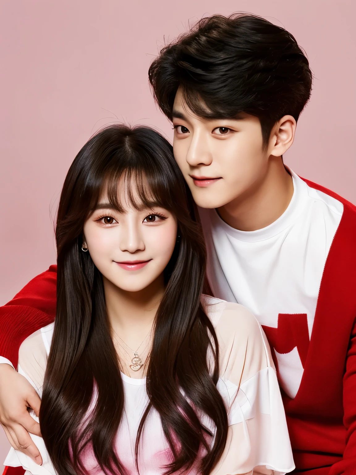 Kim Mingyu member of Korean boygroup Seventeen and Jeon Somi Korean solo singer posing like a sweet couple