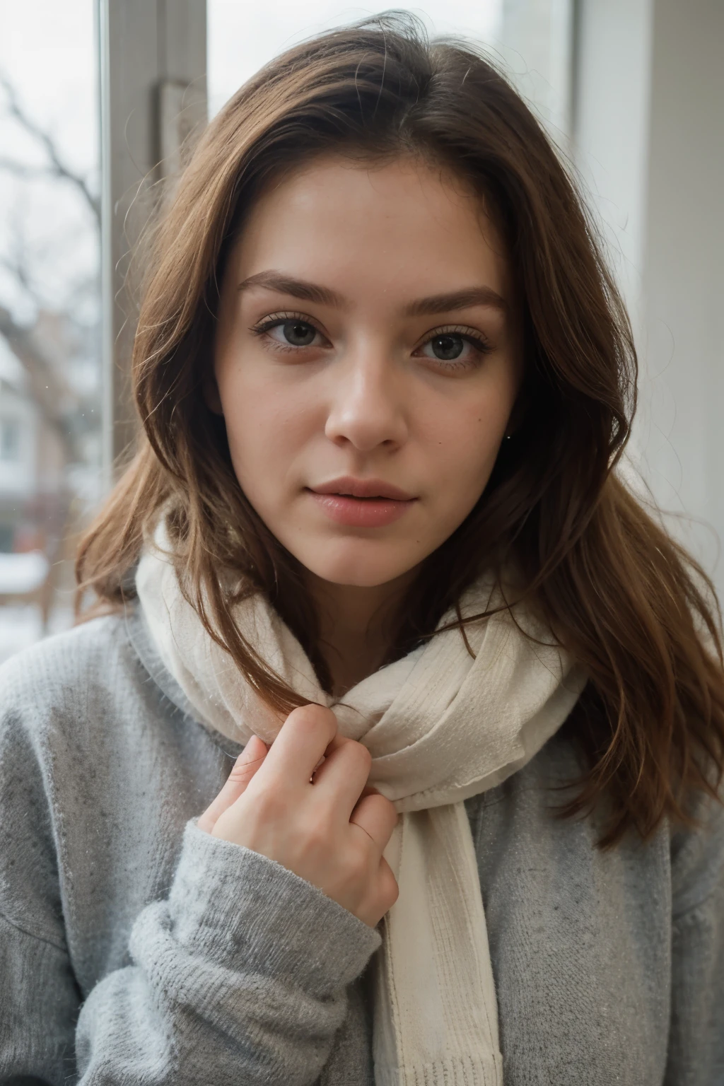((Best quality)), ((masterpiece)), (detailed), perfect face cute face, blonde hair, in the winter season at full height
