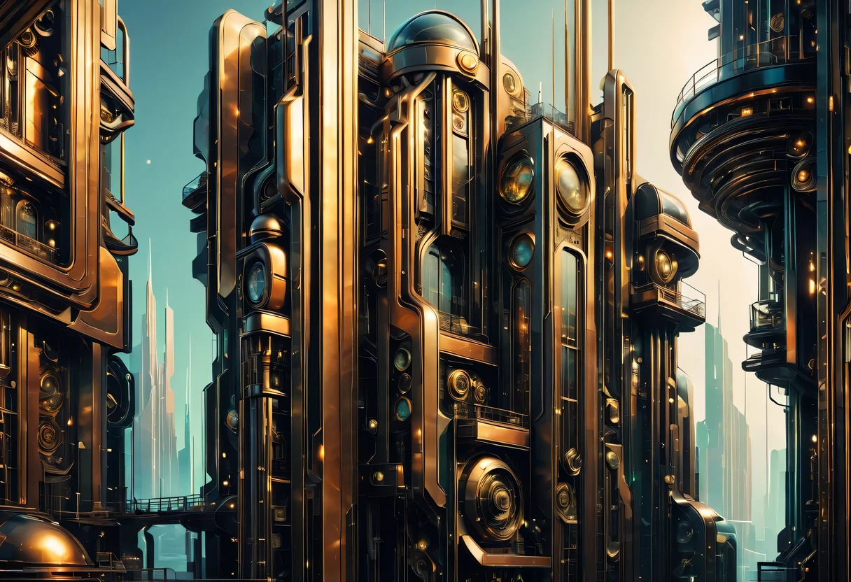 art deco design,Industrial plants,streamline moderne,industrial aesthetic,Abstraction,futuristic,Glass and metallic texture,Light luxury,Use clean lines and geometric shapes,Demonstrate the construction and function of mechanical and industrial components。