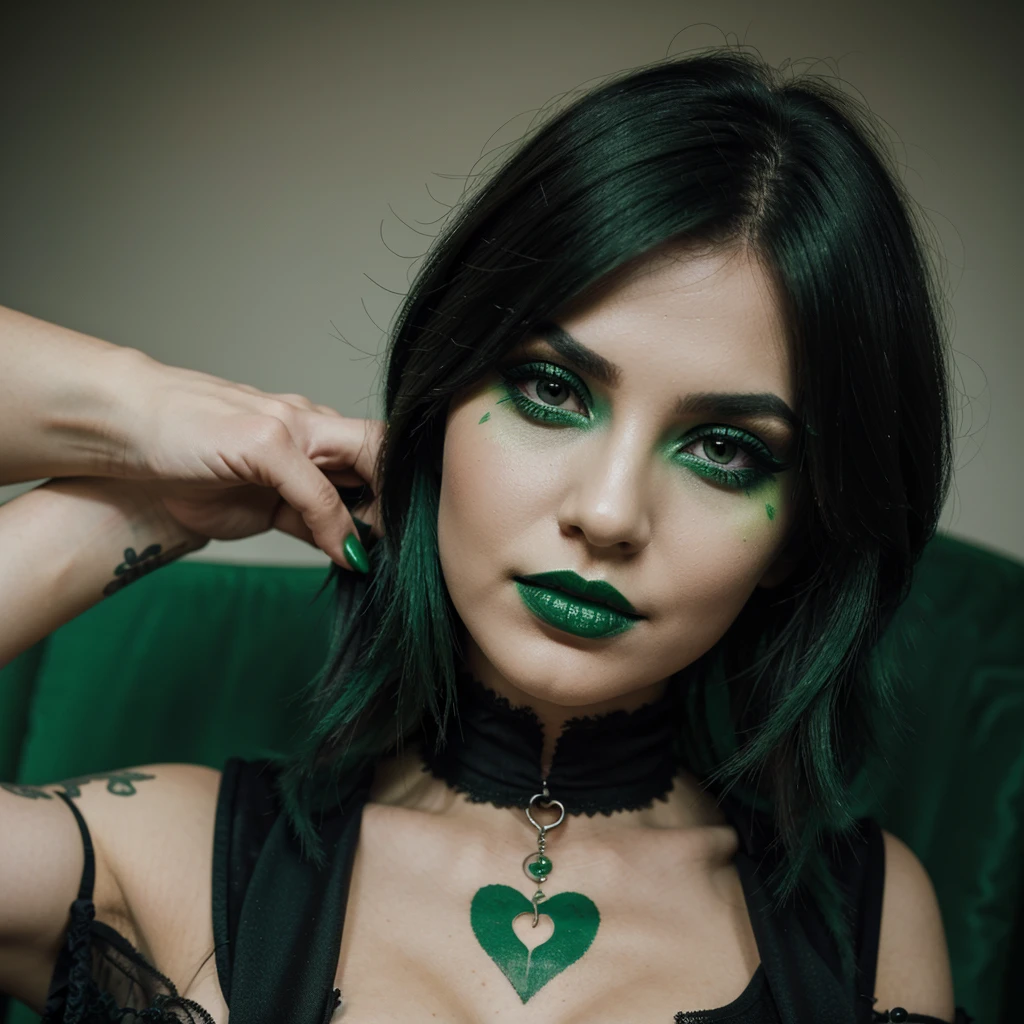 Green makeup,sexy goth girl