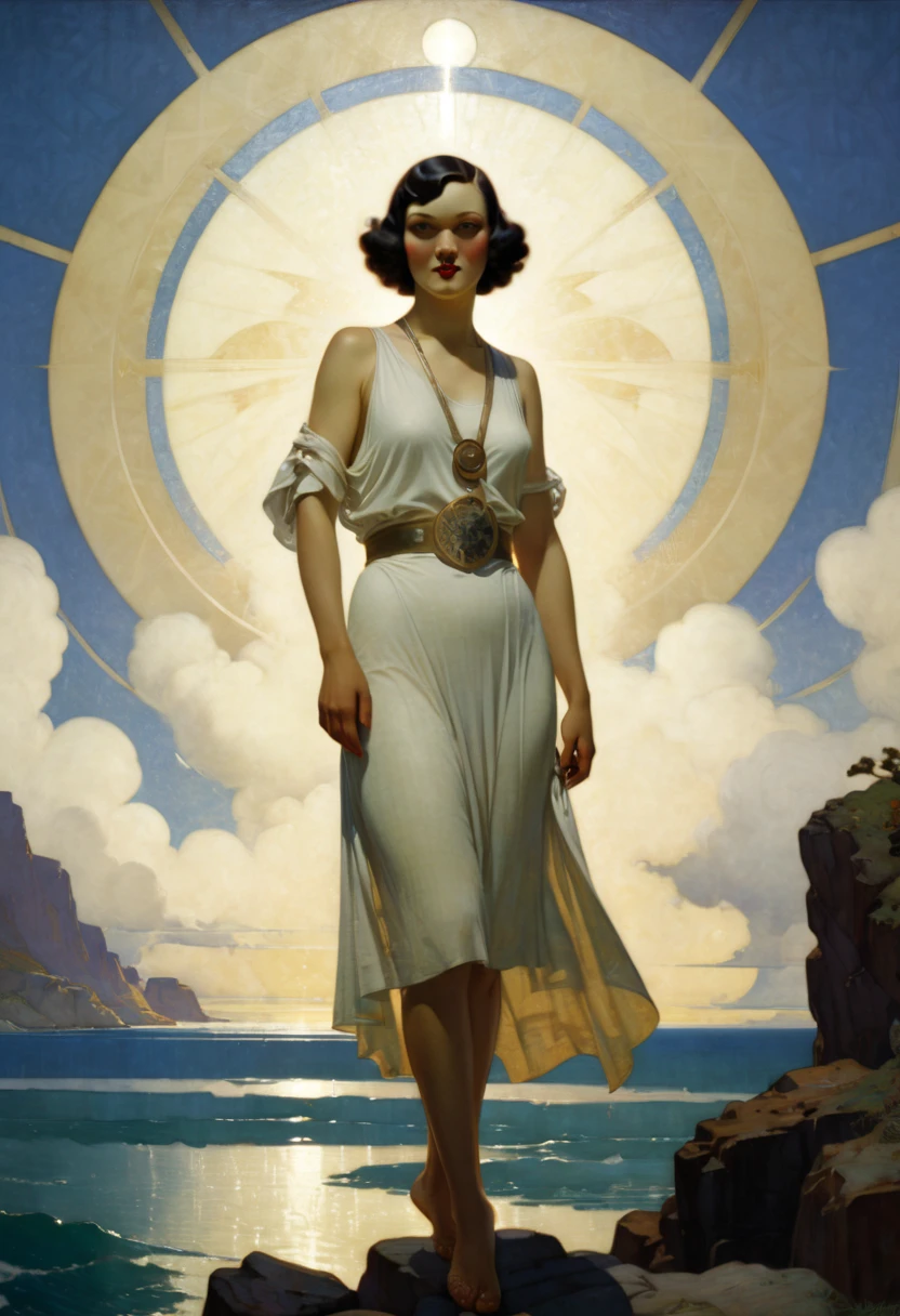 Art Deco, by Maxfield Parrish, best quality, masterpiece, 8k