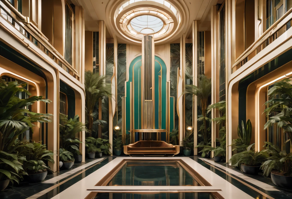 art deco design，Industrial plants，streamline moderne，industrial aesthetic，Abstraction，futuristic，Metallic，Light luxury，Use clean lines and geometric shapes，Demonstrate the construction and function of mechanical and industrial components。