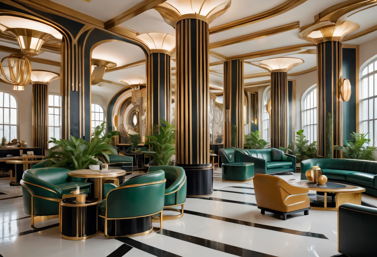 art deco design,Industrial plants,streamline moderne,industrial aesthetic,Abstraction,futuristic,Metallic,Light luxury,Use clean lines and geometric shapes,Demonstrate the construction and function of mechanical and industrial components。