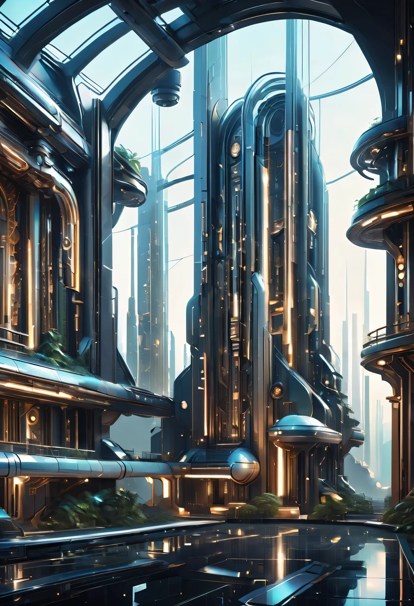art deco design,Industrial plants,streamline moderne,industrial aesthetic,Abstraction,futuristic,Metallic,Light luxury,Use clean lines and geometric shapes,Demonstrate the construction and function of mechanical and industrial components。