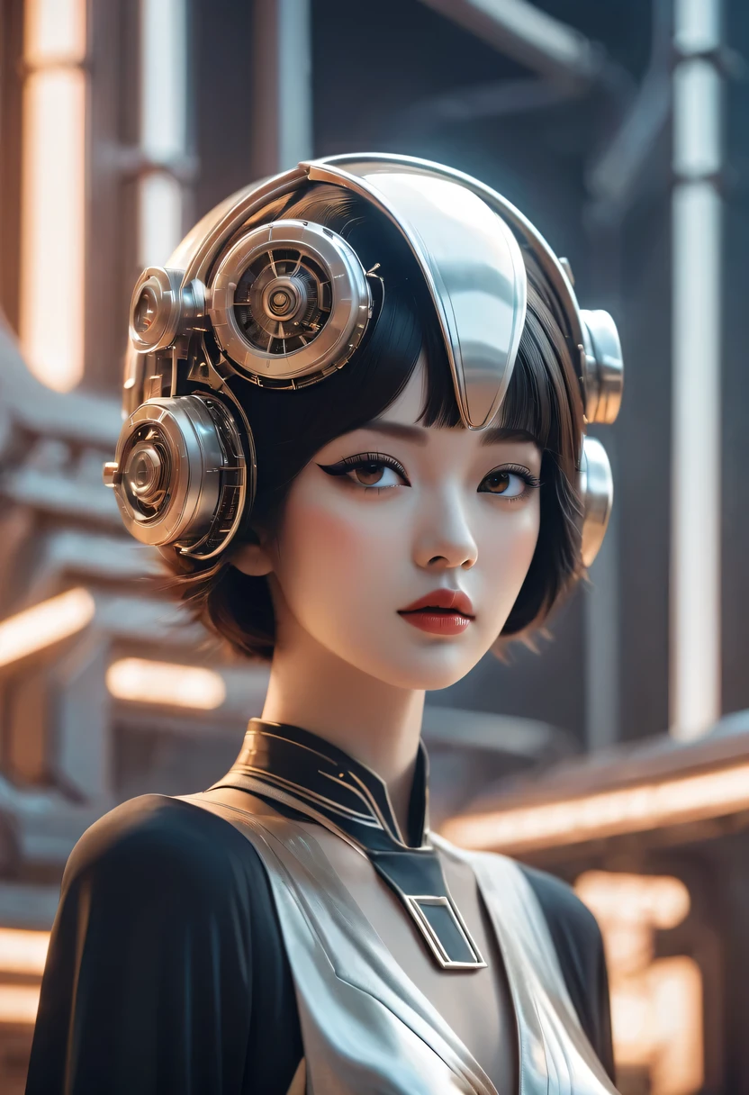 art deco design,Industrial plants,streamline moderne,industrial aesthetic,Abstraction,futuristic,Metallic,Light luxury,Use clean lines and geometric shapes,Demonstrate the construction and function of mechanical and industrial components。