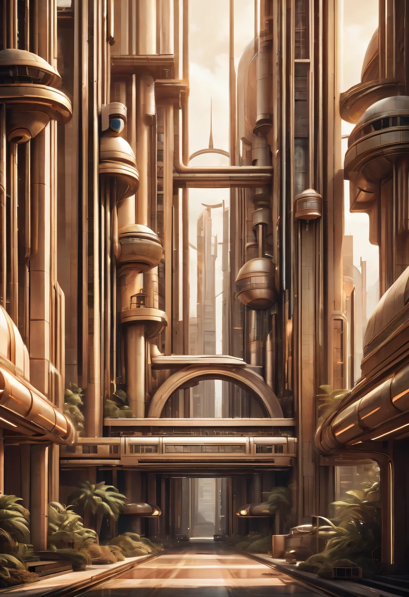 art deco design,Industrial plants,streamline moderne,industrial aesthetic,Abstraction,futuristic,Metallic,Light luxury,Use clean lines and geometric shapes,Demonstrate the construction and function of mechanical and industrial components。