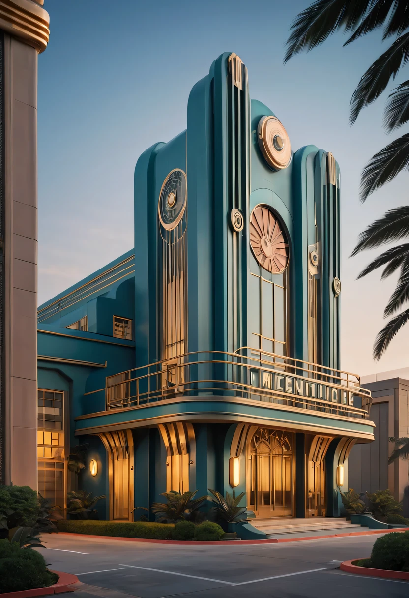 art deco design，Industrial plants，streamline moderne，industrial aesthetic，Abstraction，futuristic，Glass and metallic texture，Light luxury，Use clean lines and geometric shapes，Demonstrate the construction and function of mechanical and industrial components。