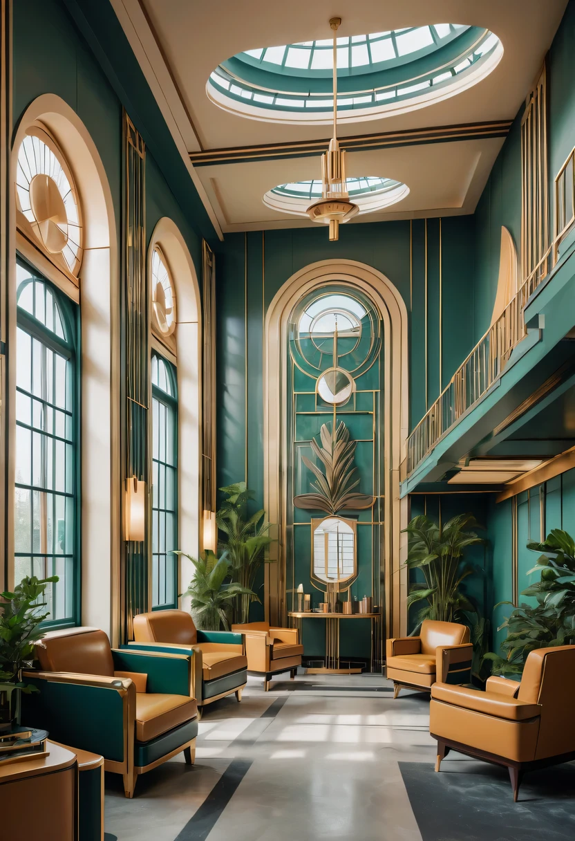 art deco design,Industrial plants,streamline moderne,industrial aesthetic,Abstraction,futuristic,Metallic,Light luxury,Use clean lines and geometric shapes,Demonstrate the construction and function of mechanical and industrial components。