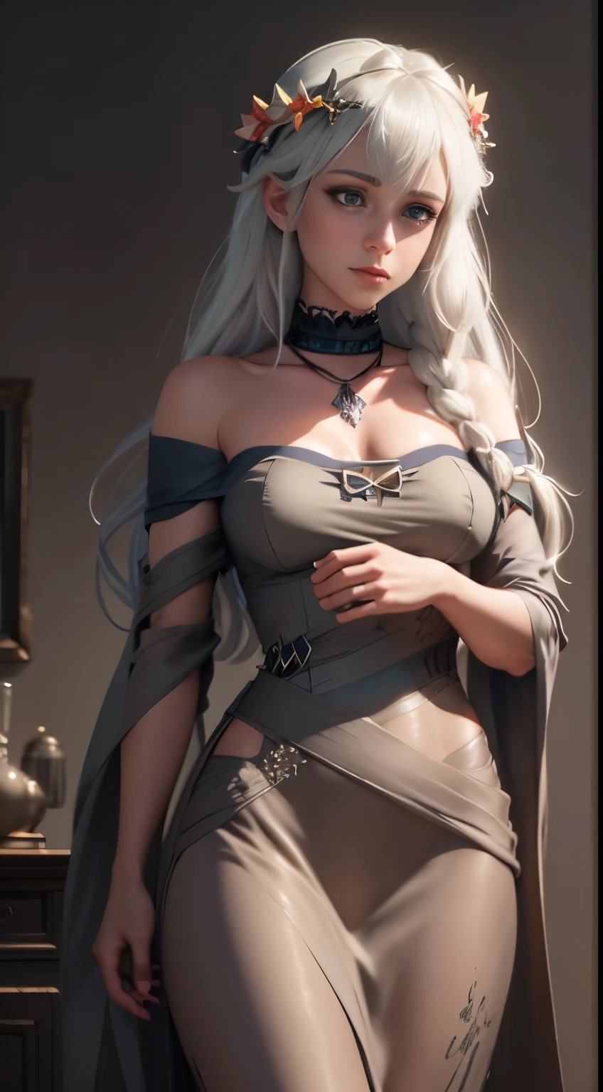 Model: long wavy hair, full dark lips, Smoky eyes, BREAK, Setting: Room with black light, Broken glass, Neon Crystals reflect light, neon lights, BREAK, Polychromatic geometric patterns, Arms and legs, BREAK, Accessories: Chrome-plated chains with torn body, Silver Choker, black feathered white black wings, BREAK, the pose: looking forward, apaixonado, Wolf, wolf ears, (Gray glowing eyes), ((makeup)),(Cinematic masterpiece), furious, powerfull, splashes of colour, absolutely eye-catching, (Cinematic headlight), Light, coming from above, Growing shadows, ((Caustic)), dinamic angle, beautifully detailed glow, Ambient shading, Ambient light, ray-traced reflections, (better lighting, extremely delicate and beautiful), ((cinematiclight)), (soft: 2), (Nephilim: 1.2), (Halo), horns demon, (1 angel wing), 1 Demon Wing, wings on the back, Half-demon, Demon ears, black wings, Raven Wings, (Falling crow feathers), Perfect hair, gray eyes, (red glowing hair), (Radiant aura),