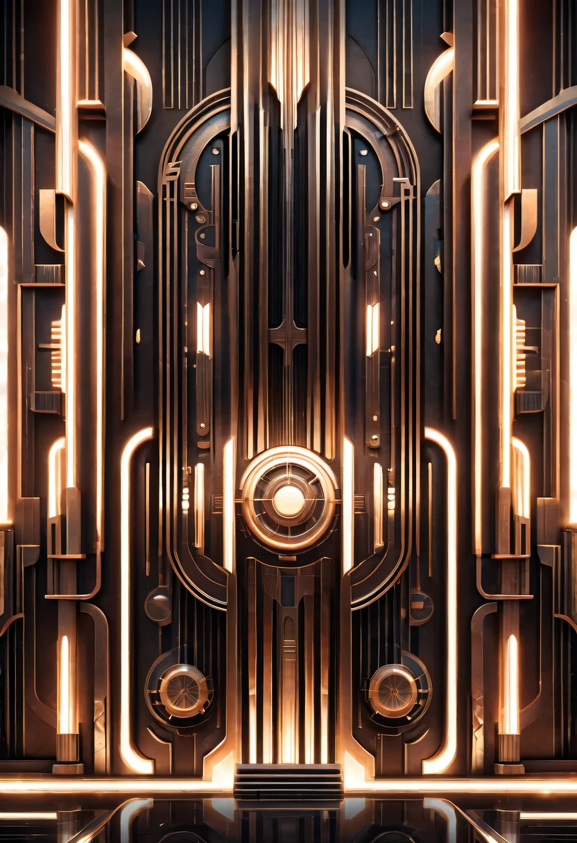 art deco design,Mechanical industry,streamline moderne,industrial aesthetic,Abstraction,futuristic,Metallic,Light luxury