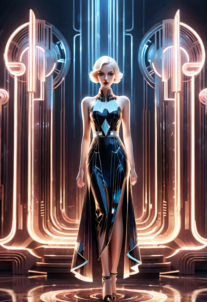 art deco design，fashion clothing，streamline moderne，Abstraction，futuristic，Light luxury