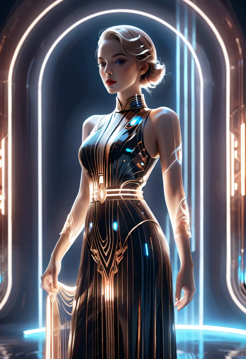 art deco design，fashion clothing，streamline moderne，Abstraction，futuristic，Light luxury