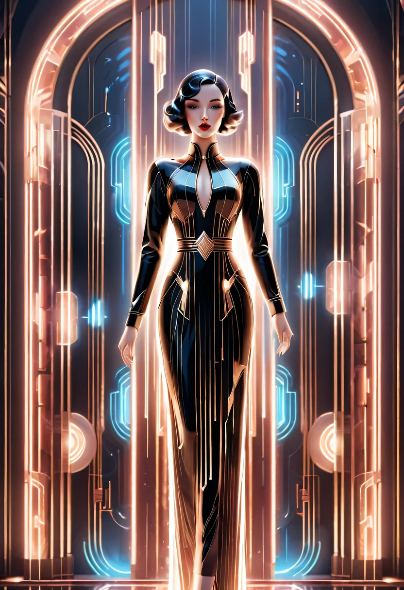 art deco design，fashion clothing，streamline moderne，Abstraction，futuristic，Light luxury