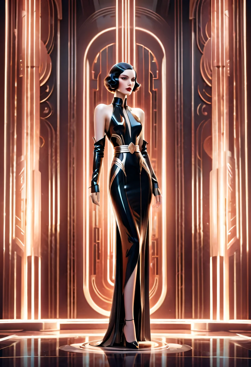 art deco design，fashion clothing，streamline moderne，Abstraction，futuristic，Light luxury