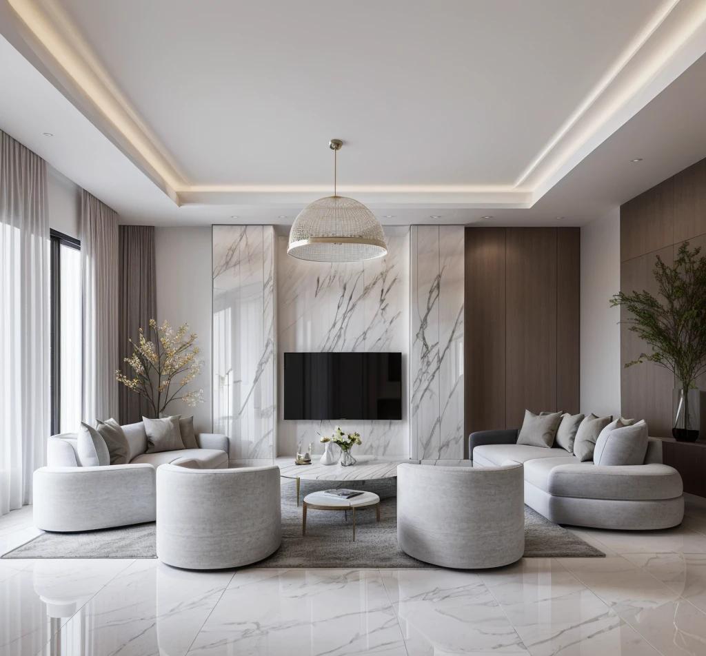 livingroom interrior design, minimalism, marble floor:1.2